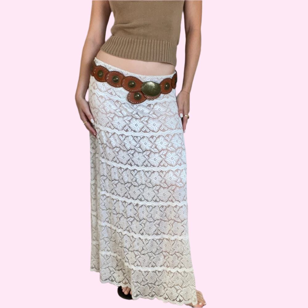 Vintage White Lace Maxi Skirt